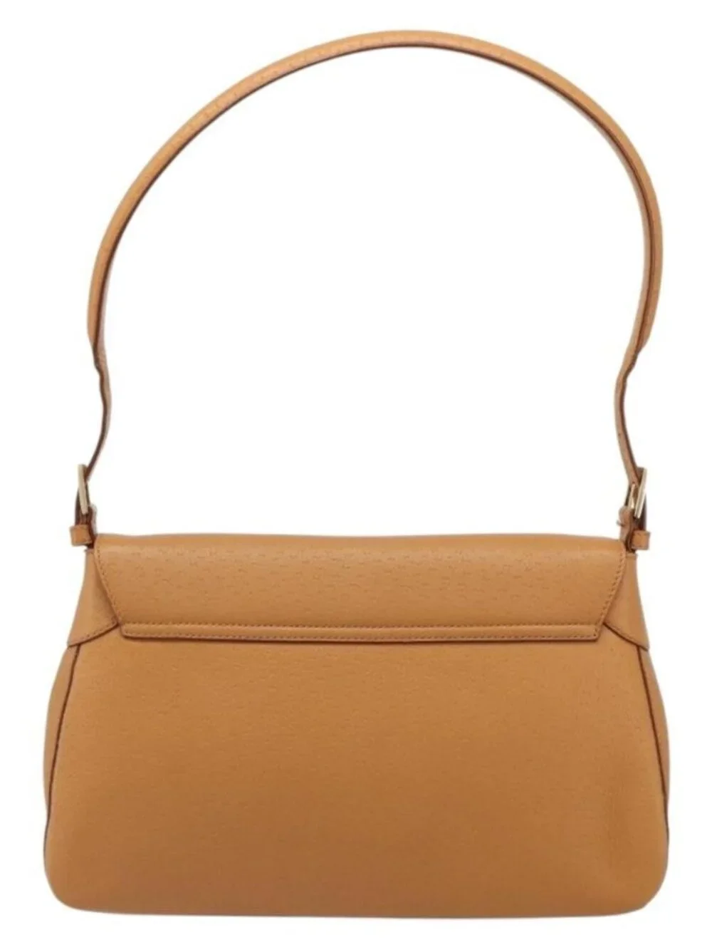 Salvatore Ferragamo Gancini Shoulder Bag Leather Brown Gold Auth 186271A